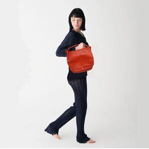 TALBOTS Orange Leather Tote with Braided Handle